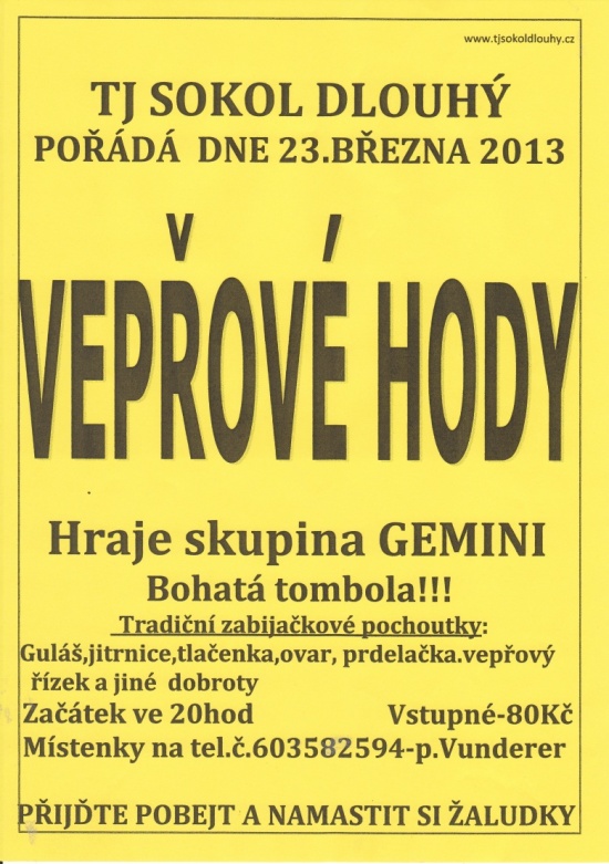 Vepřové hody 2013 - TJ Sokol Dlouhý